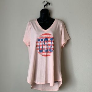 Lane Bryant Short Sleeve Classic USA Stripes Graphic Tee